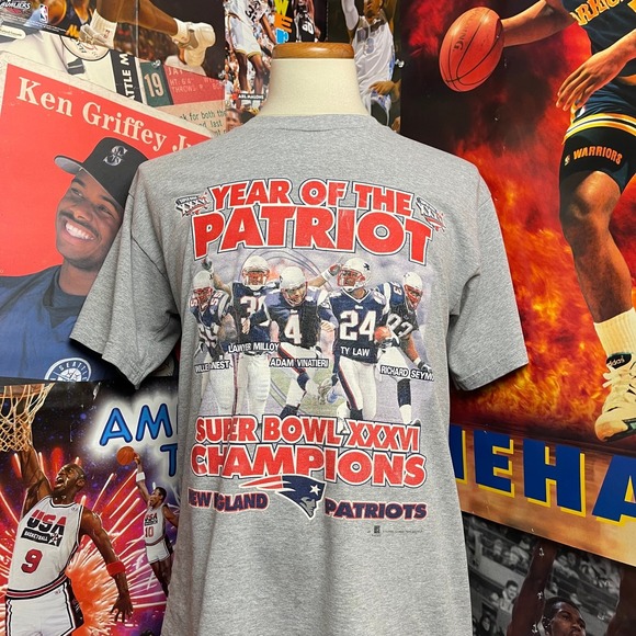 Sport Attack Other - Vintage New England Patriots 2002 Super Bowl 36 NFL Ty Law‎ Tee Sz Large